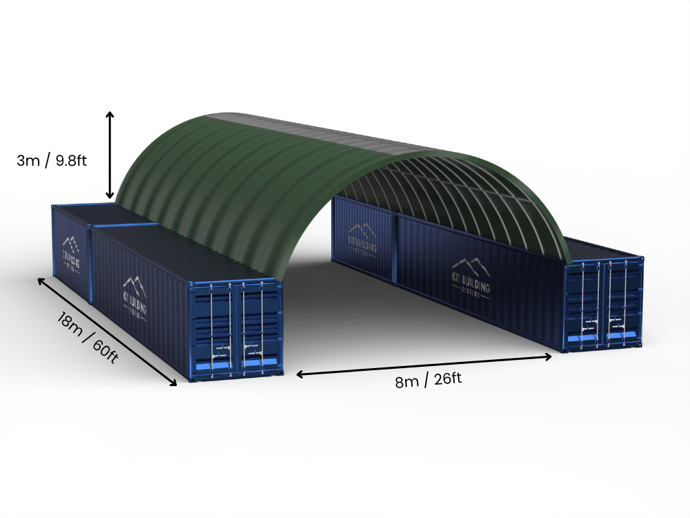 Άνοιγμα 8μ (26 πόδια) | Στέγαστρα κοντέινερ Πλάτος 26 πόδια, Ύψος 10 πόδια (8μ x 3μ)