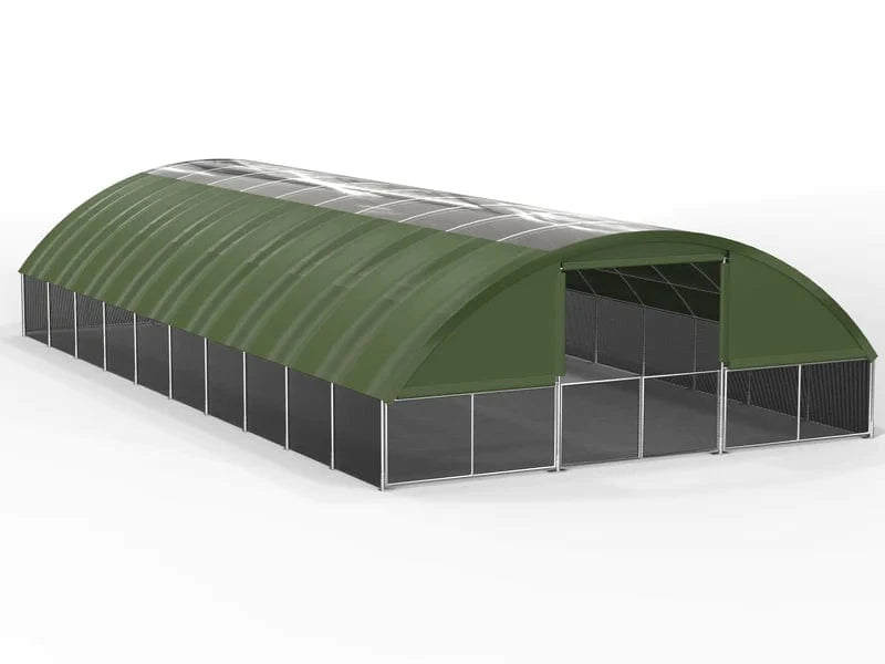 20m x 10m Single Truss- Agricultural shelter – Green, clear panels