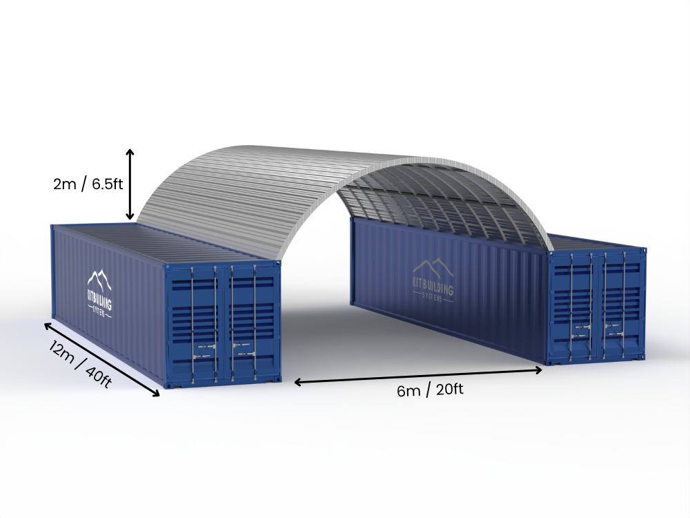 Στέγαστρα Δοχείων από Χάλυβα - 20ft x 40ft x 6.5ft (6m x 12m x 2m)