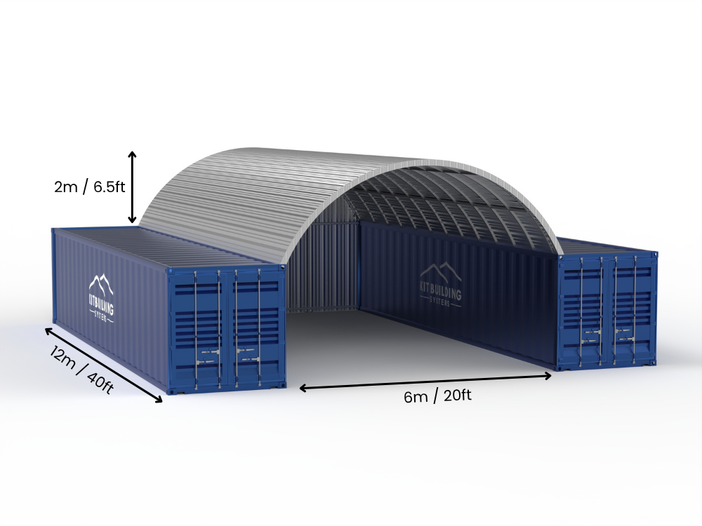 Στέγαστρα Δοχείων από Χάλυβα - 20ft x 40ft x 6.5ft (6m x 12m x 2m)