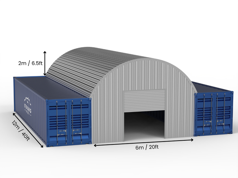 Στέγαστρα Δοχείων από Χάλυβα - 20ft x 40ft x 6.5ft (6m x 12m x 2m)